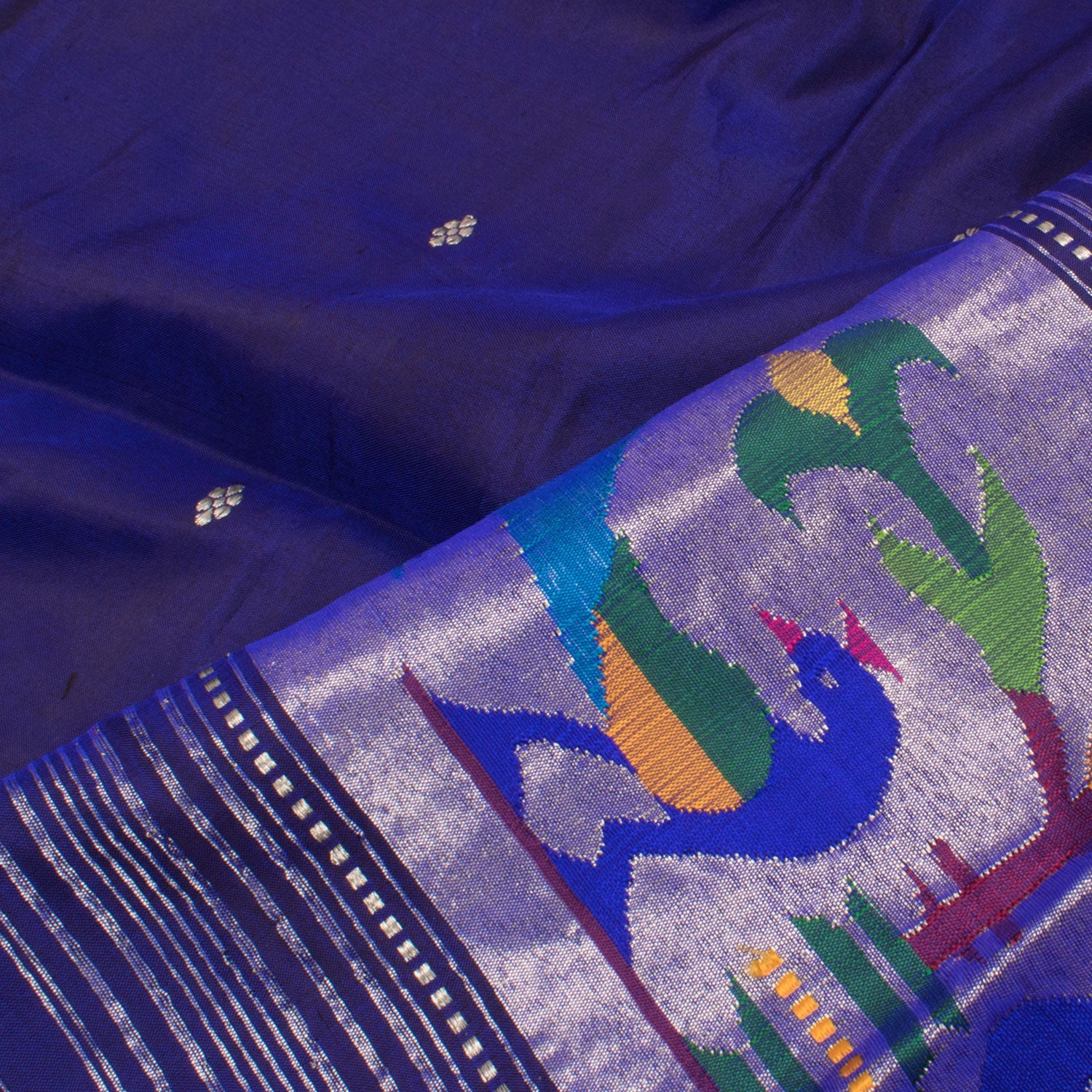 Handwoven Paithani Silk Dupatta-Rutambhara-RUTAMBHARA