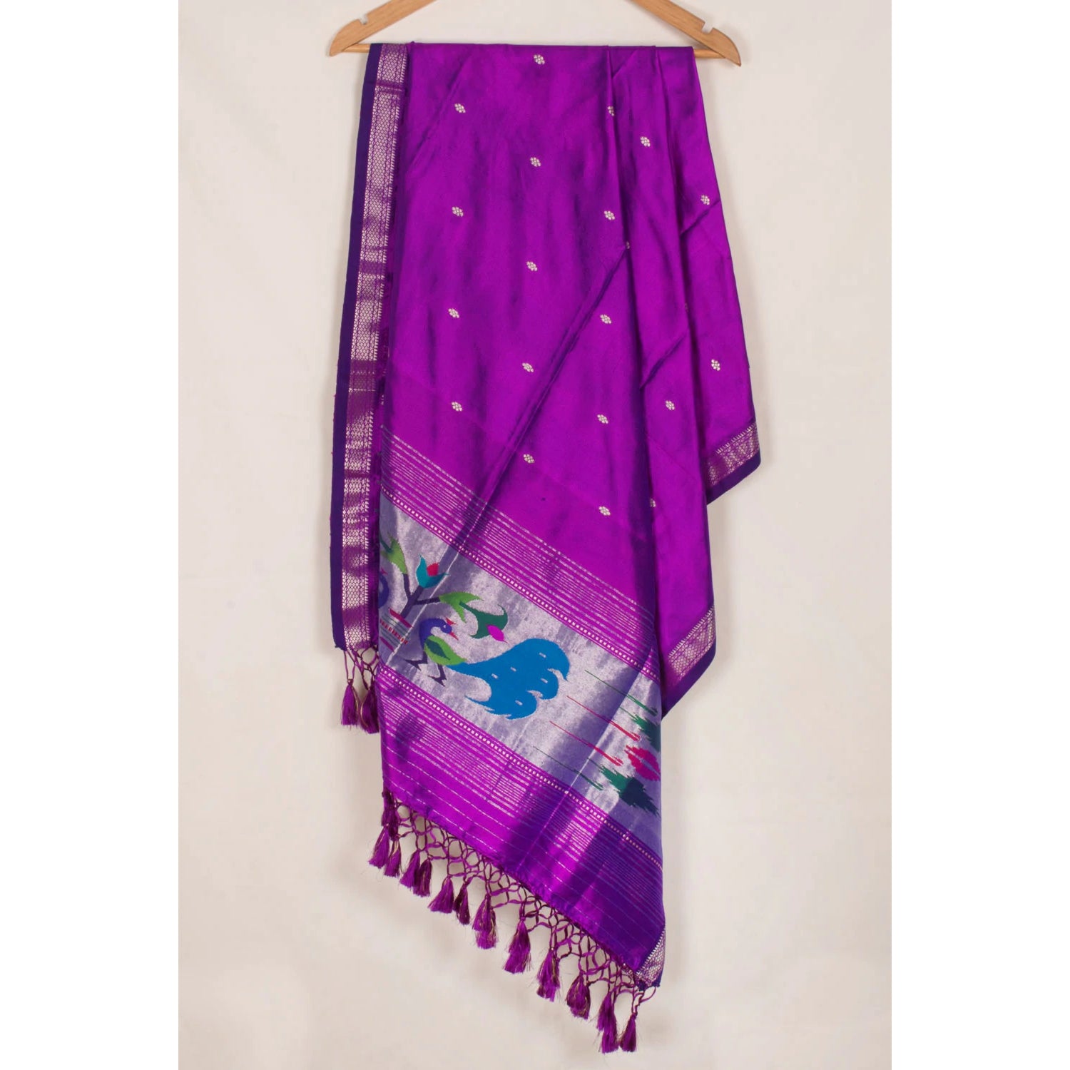 Handwoven Paithani Silk Dupatta-Rutambhara-RUTAMBHARA