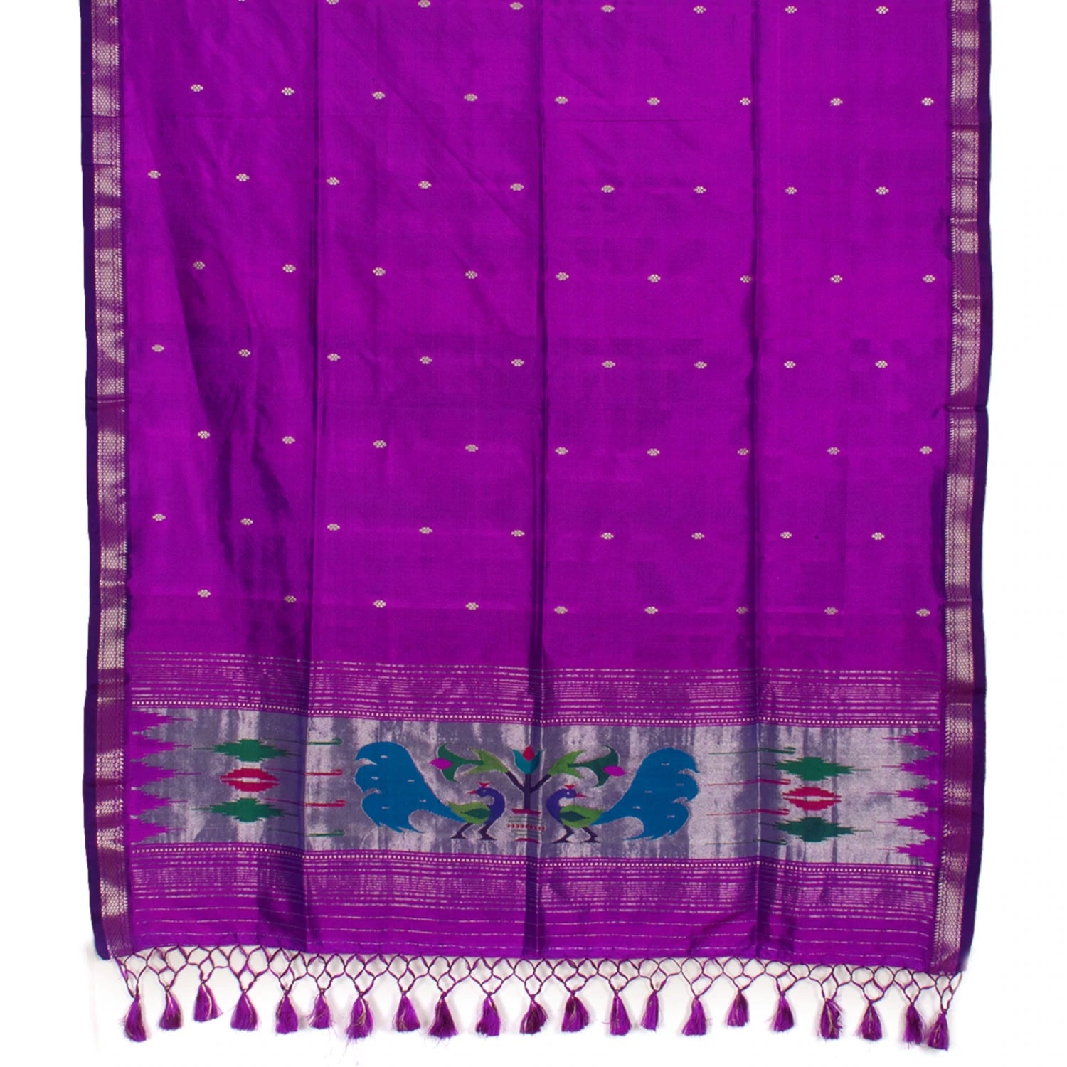 Handwoven Paithani Silk Dupatta-Rutambhara-RUTAMBHARA