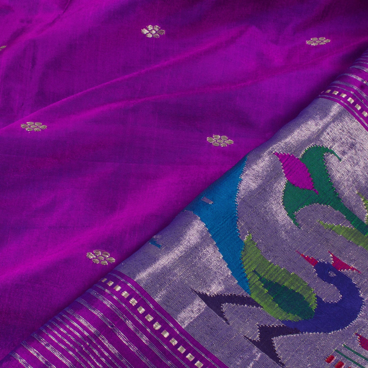Handwoven Paithani Silk Dupatta-Rutambhara-RUTAMBHARA