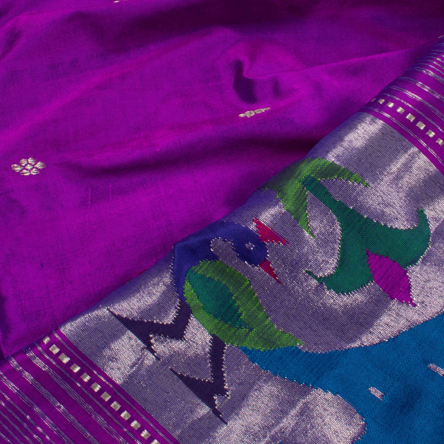 Handwoven Paithani Silk Dupatta-Rutambhara-RUTAMBHARA