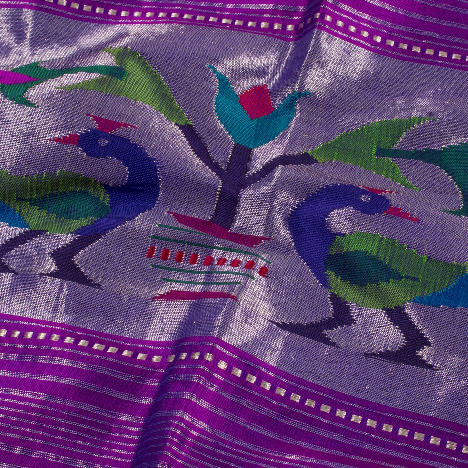 Handwoven Paithani Silk Dupatta-Rutambhara-RUTAMBHARA