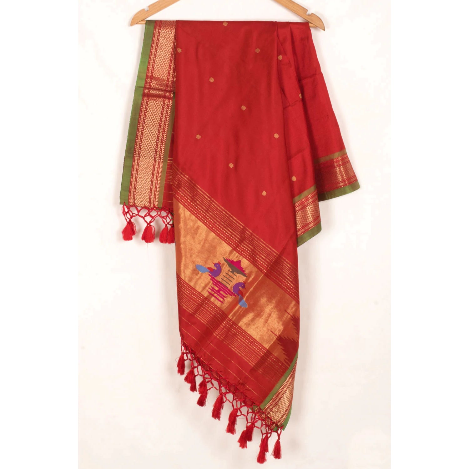 Handwoven Paithani Silk Dupatta-Rutambhara-RUTAMBHARA