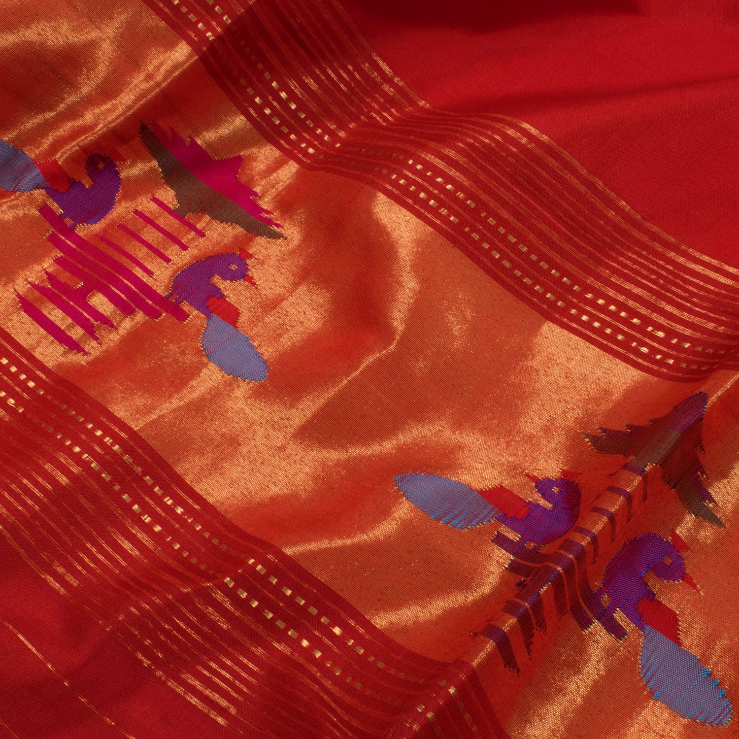 Handwoven Paithani Silk Dupatta-Rutambhara-RUTAMBHARA