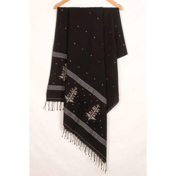 Handwoven Jamdani Cotton Dupatta-Rutambhara-RUTAMBHARA