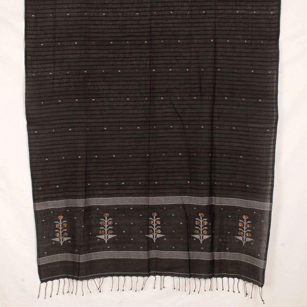 Handwoven Jamdani Cotton Dupatta-Rutambhara-RUTAMBHARA