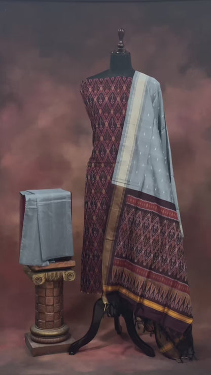 Handwoven Ikat Silk & Mercerised Cotton Suit Set