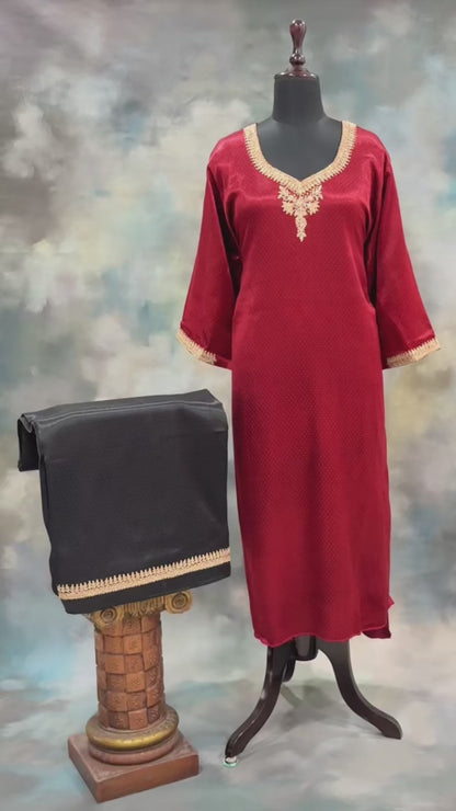 Elegant Dana Mashroo Silk Suit with Zari Zardozi Hand Embroidery