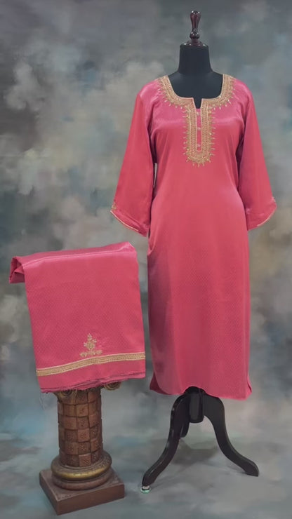 Blush Pink Dana Mashru Silk Suit with Zari Zardozi Hand Embroidery