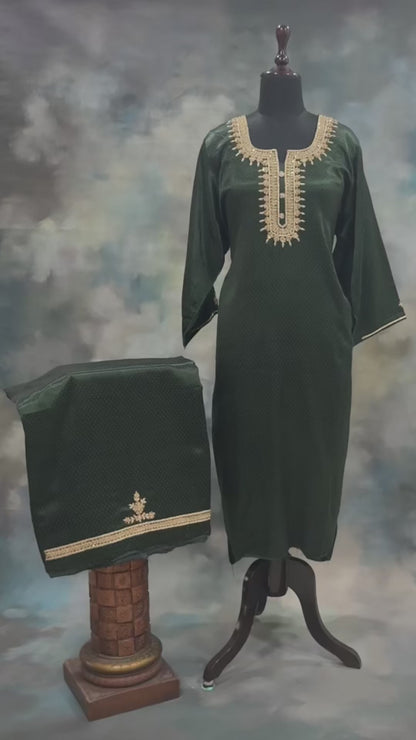Emerald Green Dana Mashru Silk Suit with Zari Zardozi Hand Embroidery