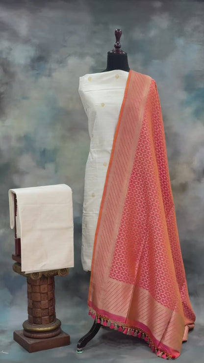 Noushk - Pearl drop Handwoven Banarasi Suit Set