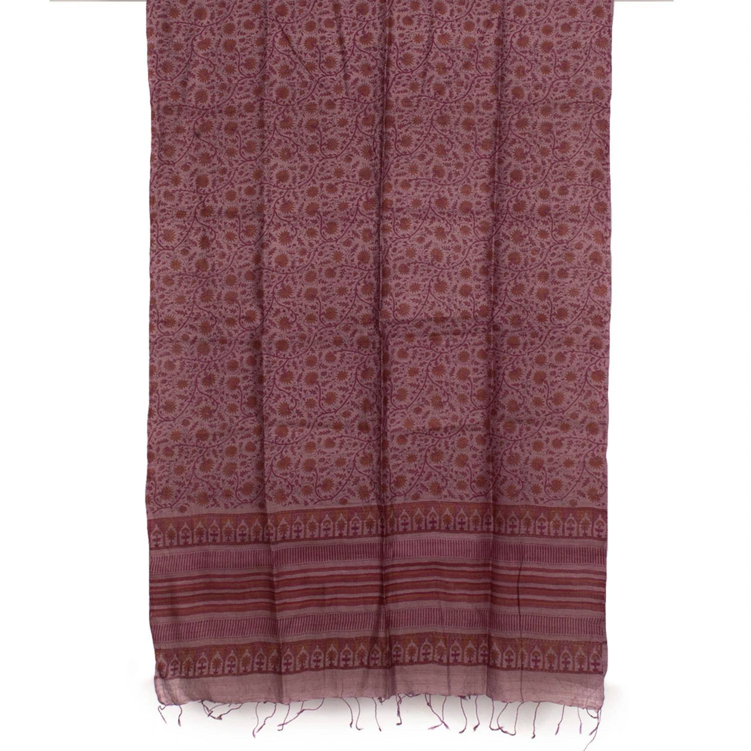 Hand Block Printed Geecha Silk Salwar Suit Material-Rutambhara-RUTAMBHARA