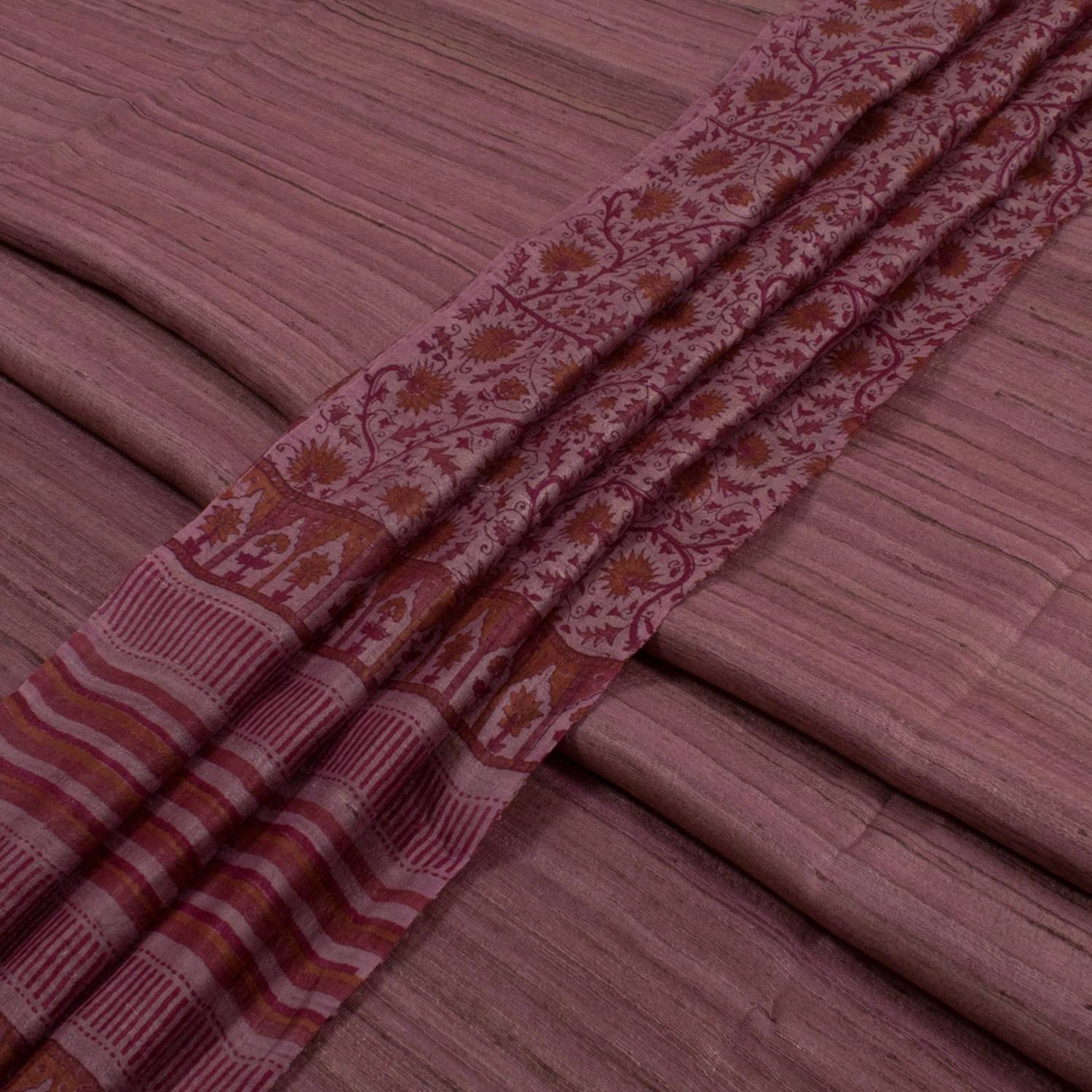 Hand Block Printed Geecha Silk Salwar Suit Material-Rutambhara-RUTAMBHARA