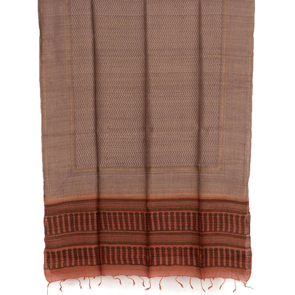 Hand Block Printed Tussar Silk Salwar Suit Material-Rutambhara-RUTAMBHARA