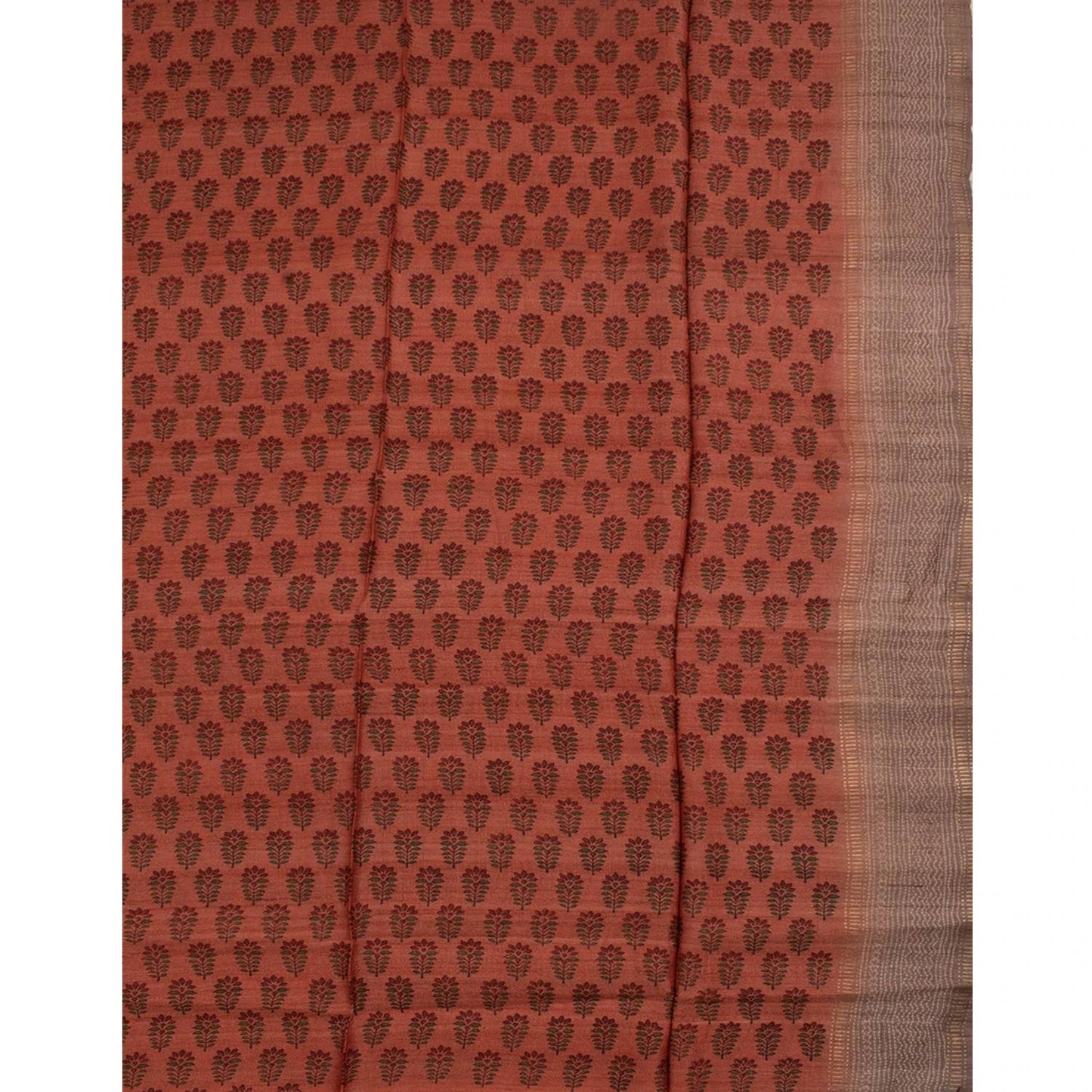 Hand Block Printed Tussar Silk Salwar Suit Material