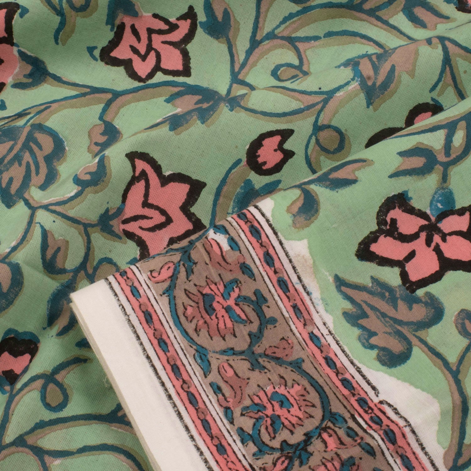 Hand Block Printed Cotton Salwar Suit Material-Rutambhara-RUTAMBHARA