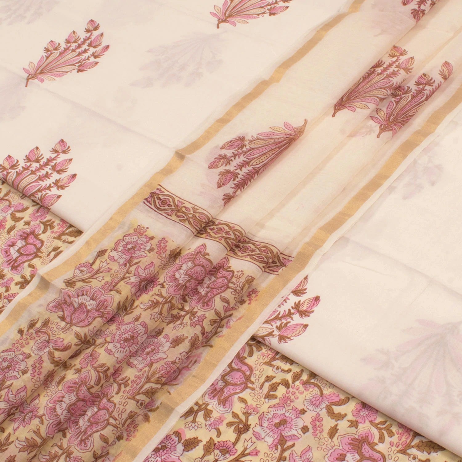 Hand Block Printed Cotton Salwar Suit Material-Rutambhara-RUTAMBHARA