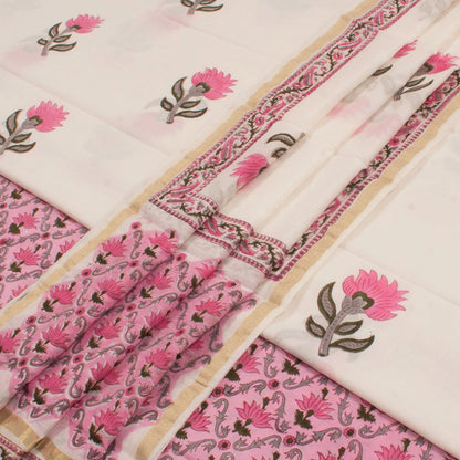 Hand Block Printed Cotton Salwar Suit Material-Rutambhara-RUTAMBHARA