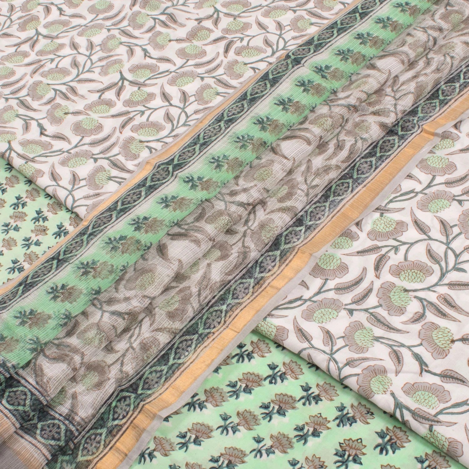 Hand Block Printed Cotton Salwar Suit Material-Rutambhara-RUTAMBHARA