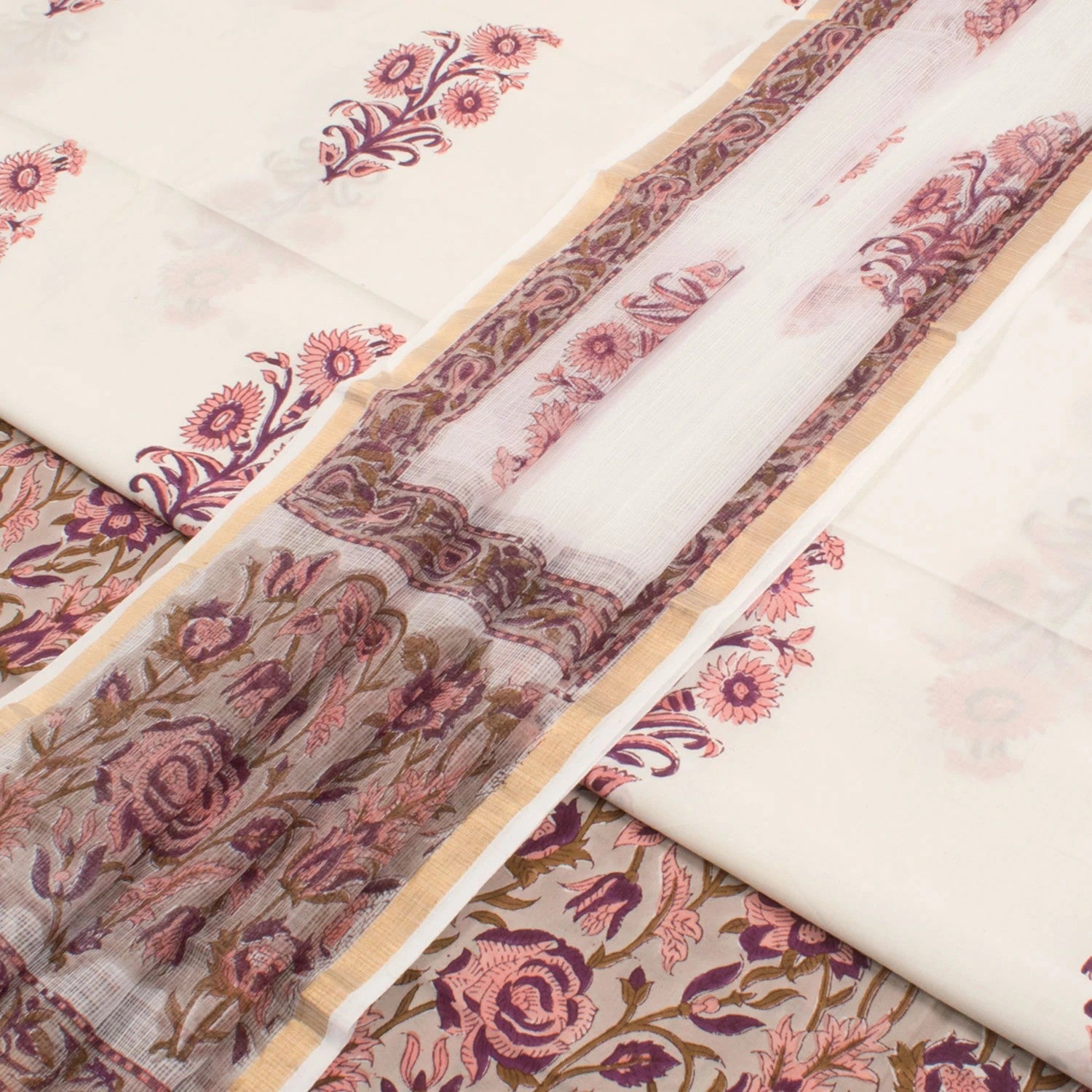 Hand Block Printed Cotton Salwar Suit Material-Rutambhara-RUTAMBHARA