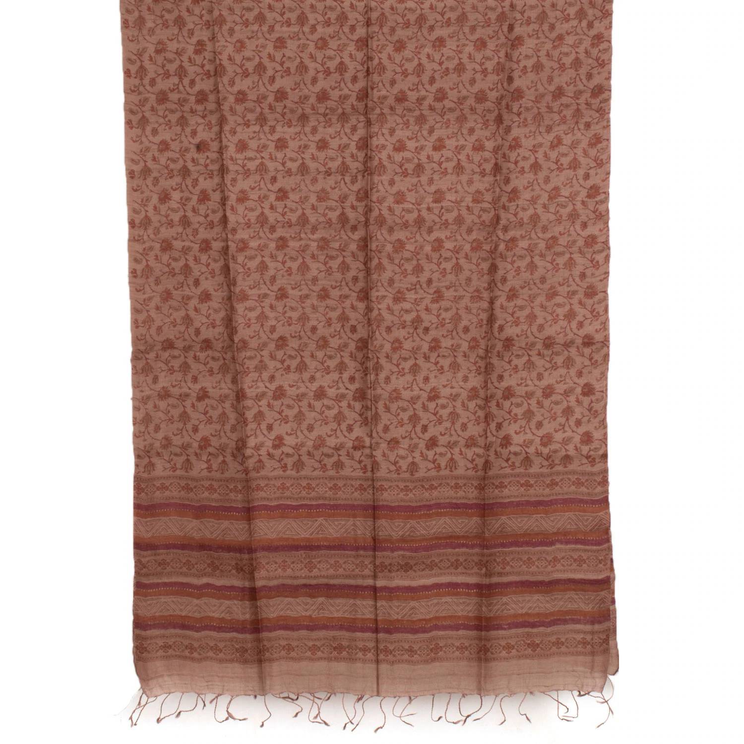 Hand Block Printed Geecha Silk Salwar Suit Material-Rutambhara-RUTAMBHARA