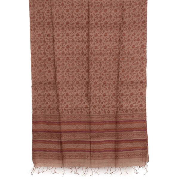 Hand Block Printed Geecha Silk Salwar Suit Material-Rutambhara-RUTAMBHARA
