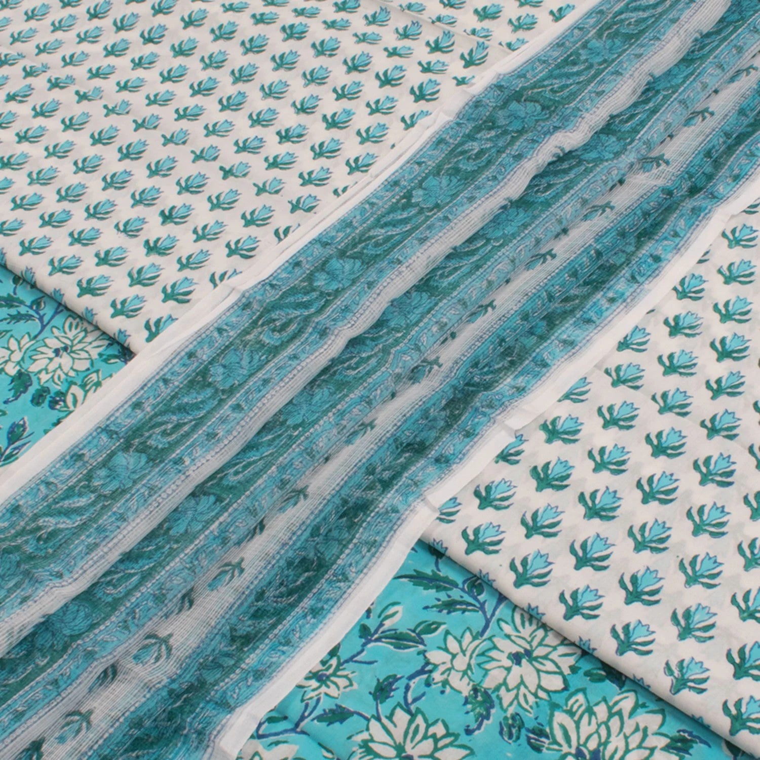 Hand Block Printed Cotton Salwar Suit Material-Rutambhara-RUTAMBHARA