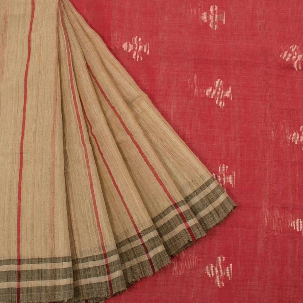 Handwoven and Handspun Tussar Cotton Saree