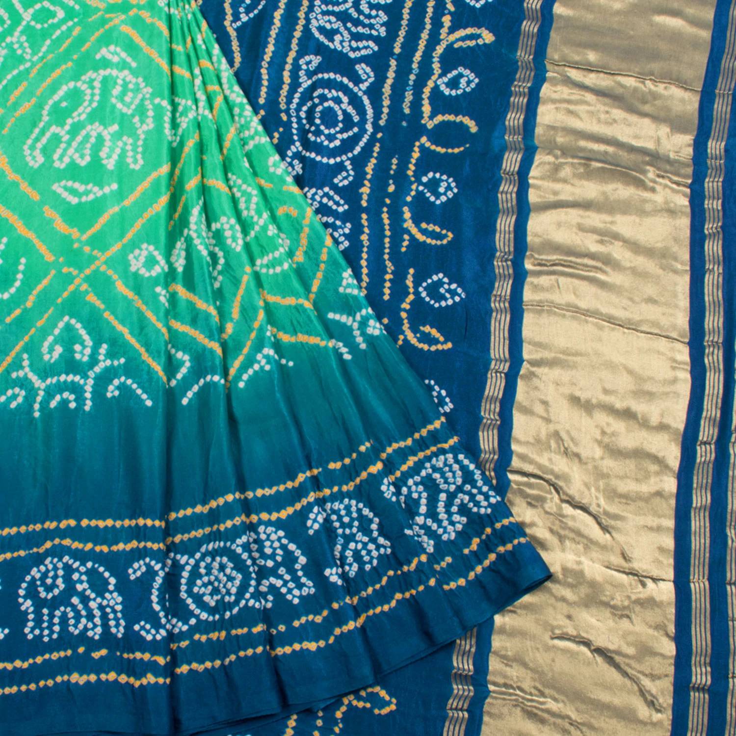 Handcrafted Bandhani Gajji Silk Saree-Rutambhara-RUTAMBHARA