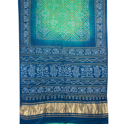 Handcrafted Bandhani Gajji Silk Saree-Rutambhara-RUTAMBHARA