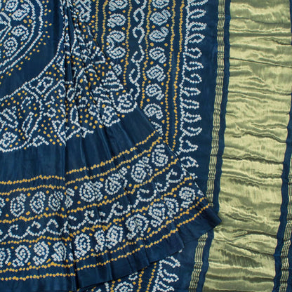 Handcrafted Bandhani Gajji Silk Saree-Rutambhara-RUTAMBHARA