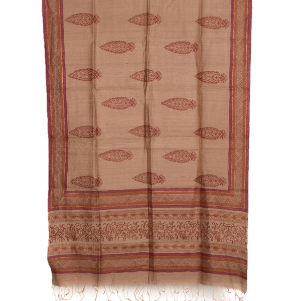 Hand Block Printed Geecha Silk Salwar Suit Material-Rutambhara-RUTAMBHARA