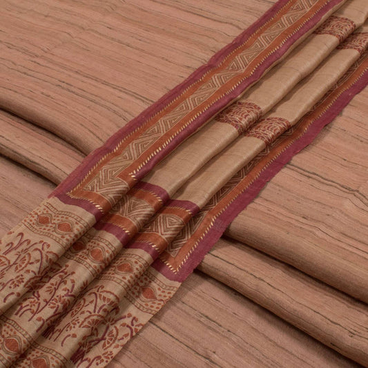 Hand Block Printed Geecha Silk Salwar Suit Material