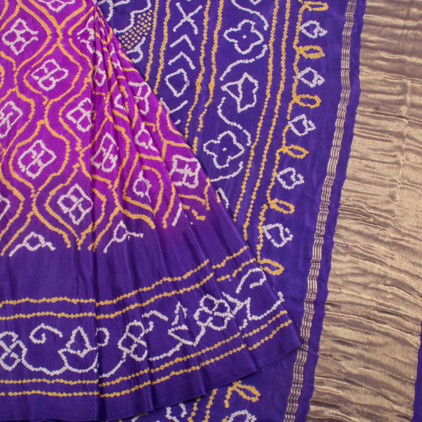 Handcrafted Bandhani Gajji Silk Saree