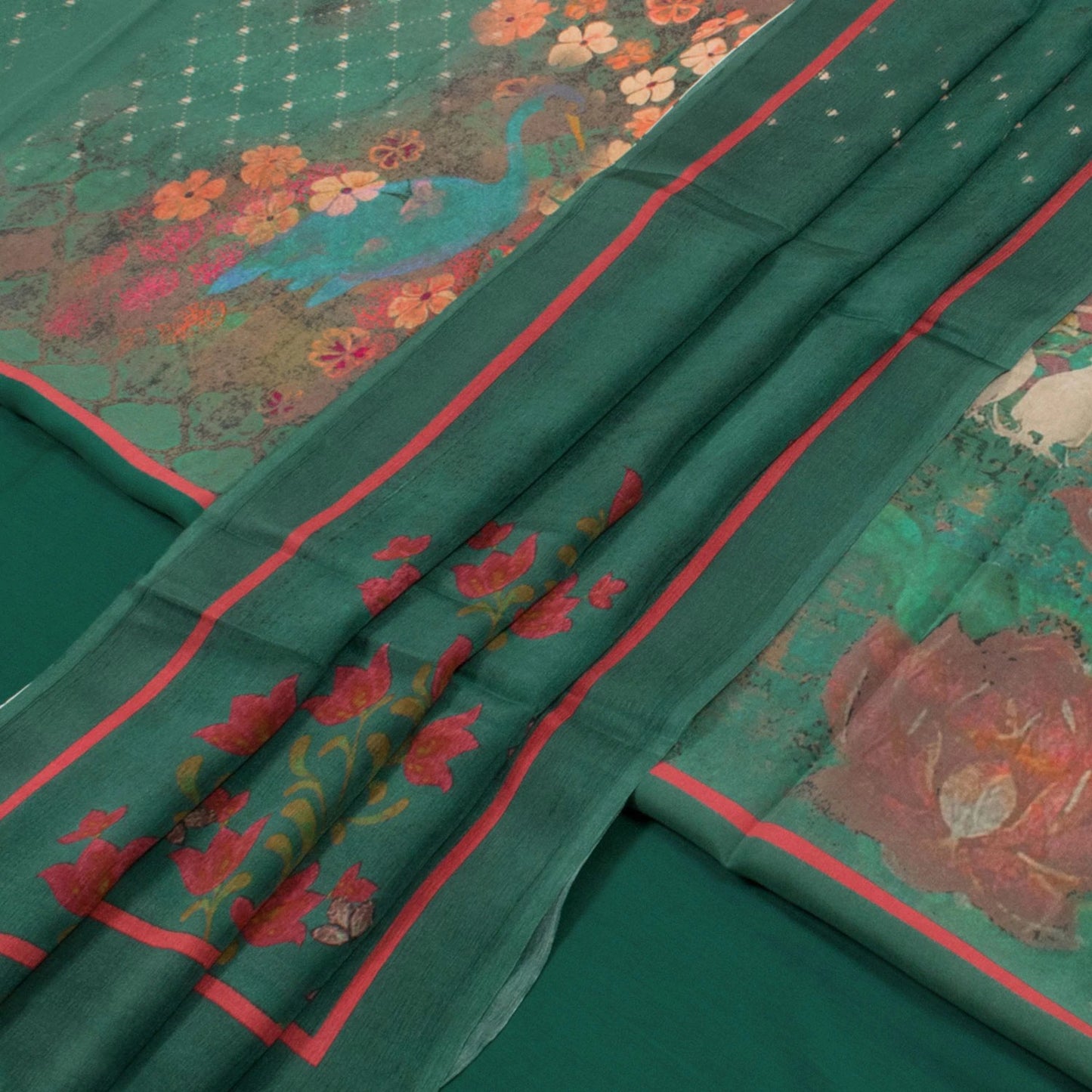 Screen Printed Crepe Silk Salwar Suit Material