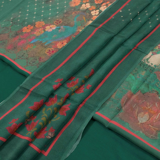 Screen Printed Crepe Silk Salwar Suit Material