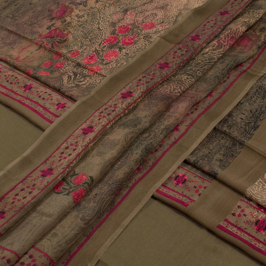 Screen Printed Crepe Silk Salwar Suit Material