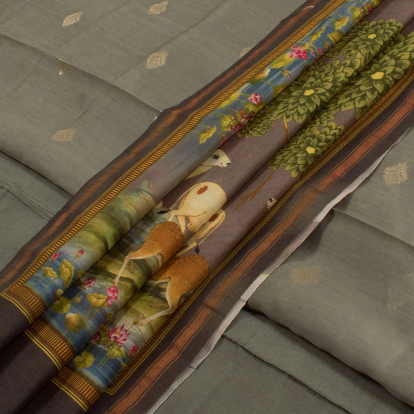 Handwoven Banarasi Muga Silk Salwar Suit Material-Rutambhara-RUTAMBHARA