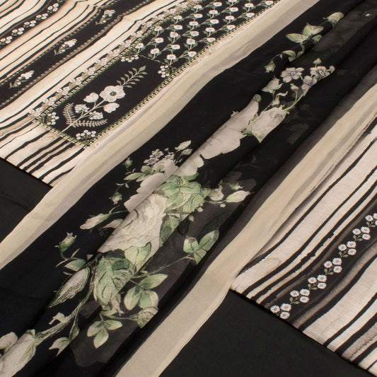 Screen Printed Linen Silk Salwar Suit Material