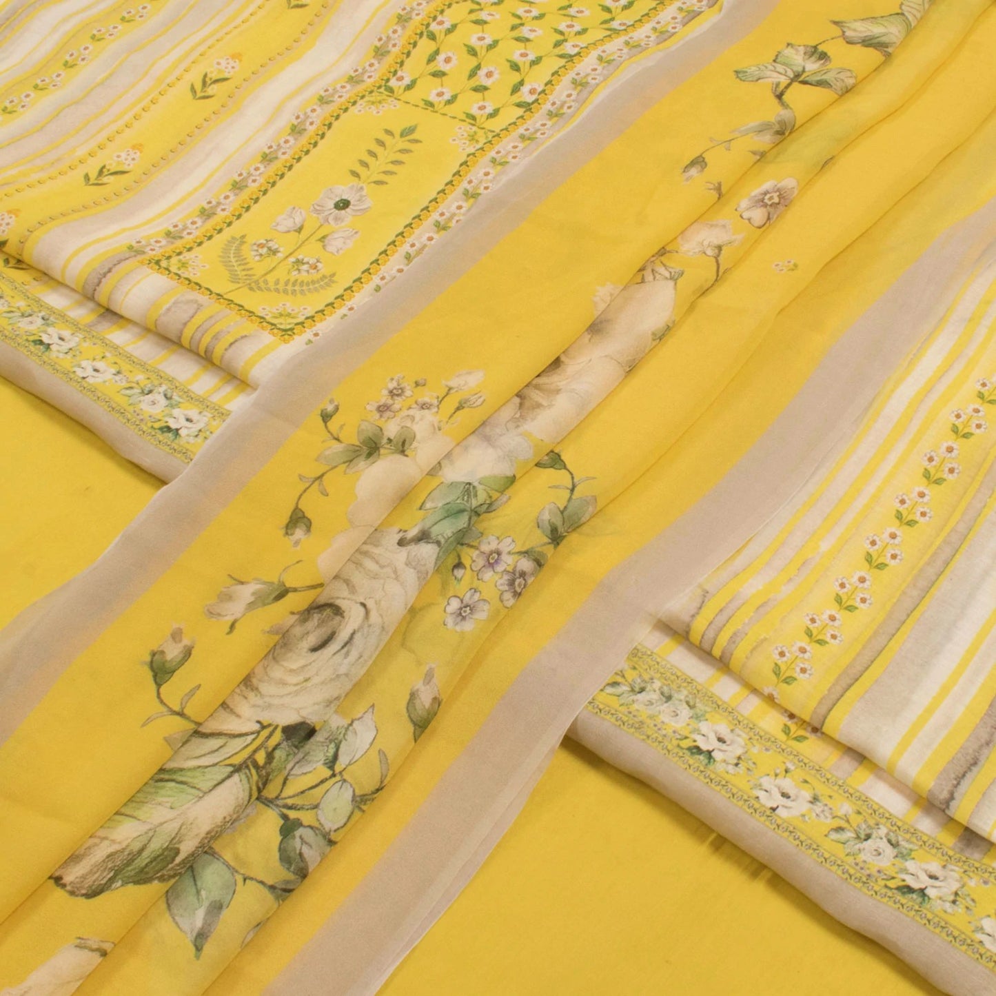 Screen Printed Linen Silk Salwar Suit Material