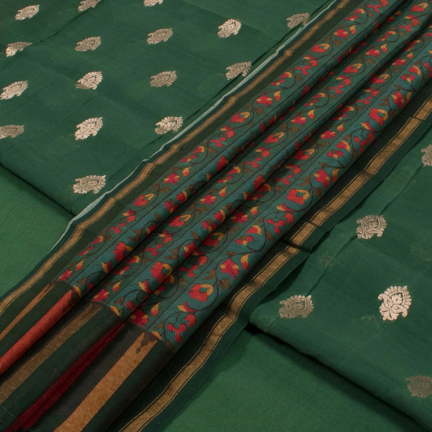 Handwoven Banarasi Muga Silk Salwar Suit Material-Rutambhara-RUTAMBHARA