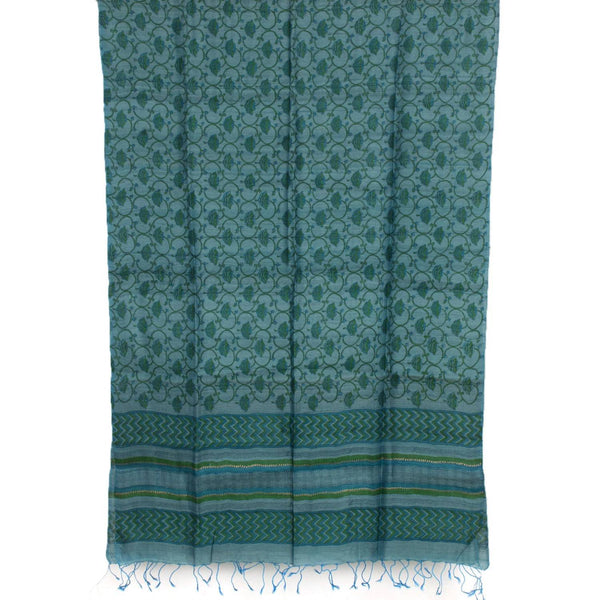 Hand Block Printed Geecha Silk Salwar Suit Material-Rutambhara-RUTAMBHARA
