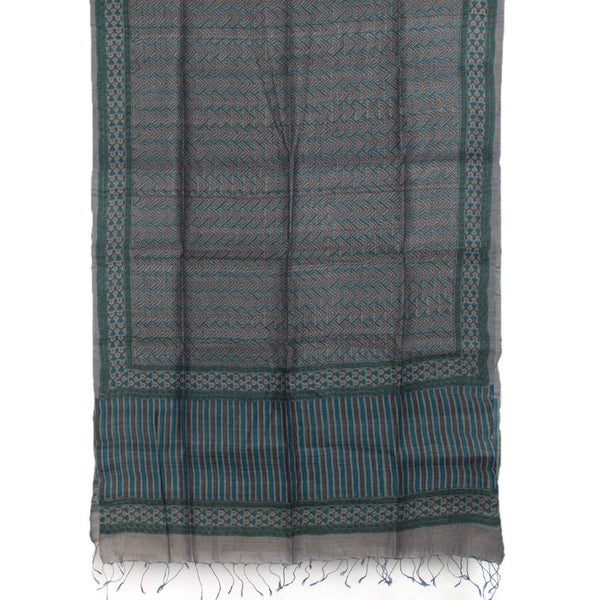 Hand Block Printed Geecha Silk Salwar Suit Material-Rutambhara-RUTAMBHARA