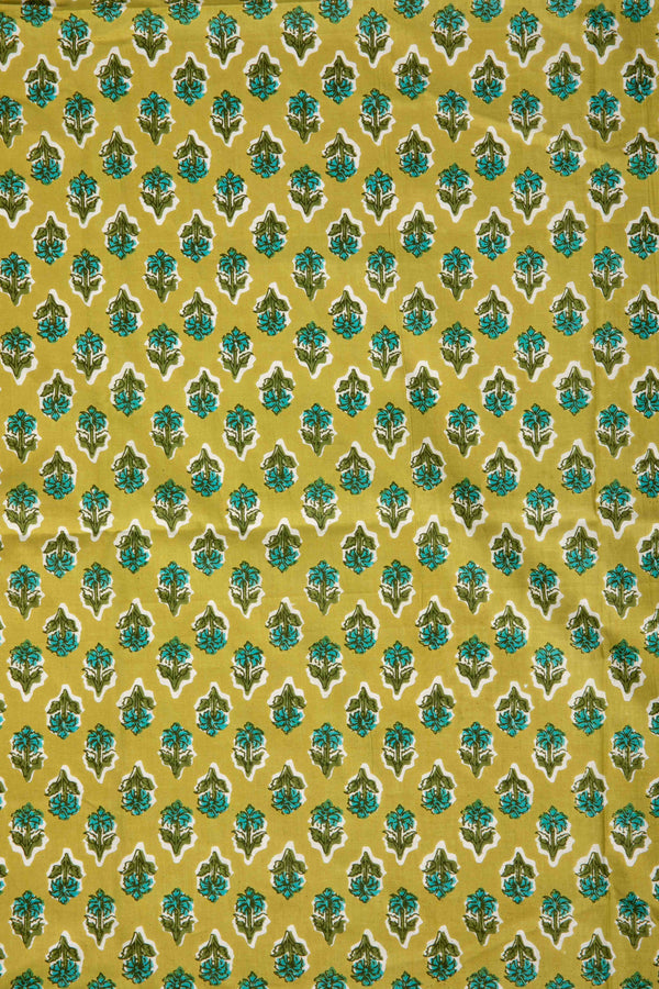 Siyahi - Dual Buta Sanganeri Print Fabric-Rutambhara-RUTAMBHARA
