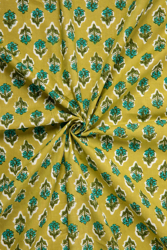 Siyahi - Dual Buta Sanganeri Print Fabric