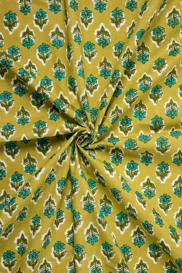 Siyahi - Dual Buta Sanganeri Print Fabric-Rutambhara-RUTAMBHARA