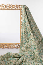Siyahi - Beige And Teal Floral On Beige Base Fabric-Rutambhara-RUTAMBHARA