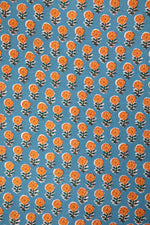 Siyahi - Classic Marigold Sanganeri Screen Print Fabric-Rutambhara-RUTAMBHARA
