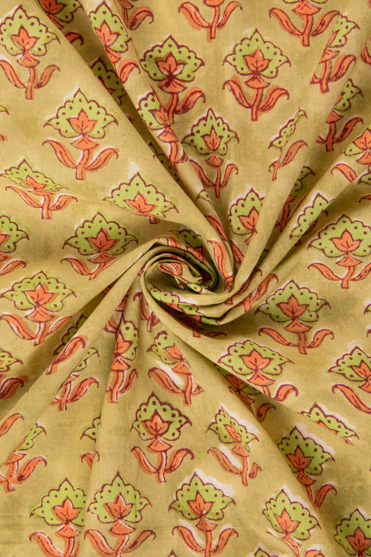 Siyahi - Green With Floral Border Cotton Fabric