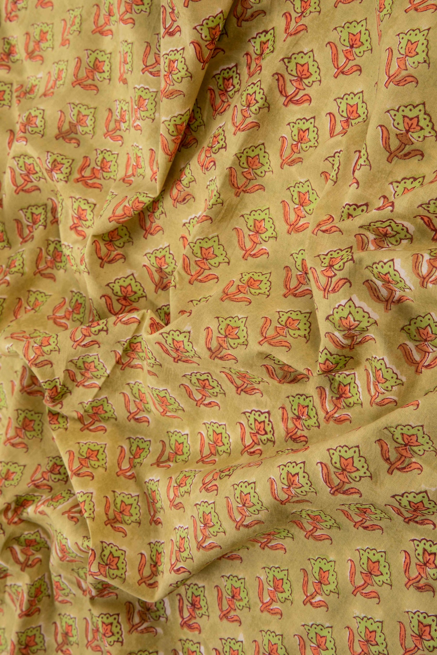 Siyahi - Green With Floral Border Cotton Fabric
